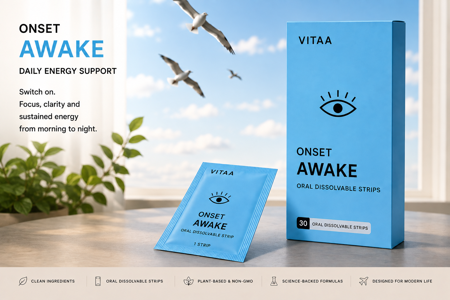 Onset Awake oral dissolvable strips
