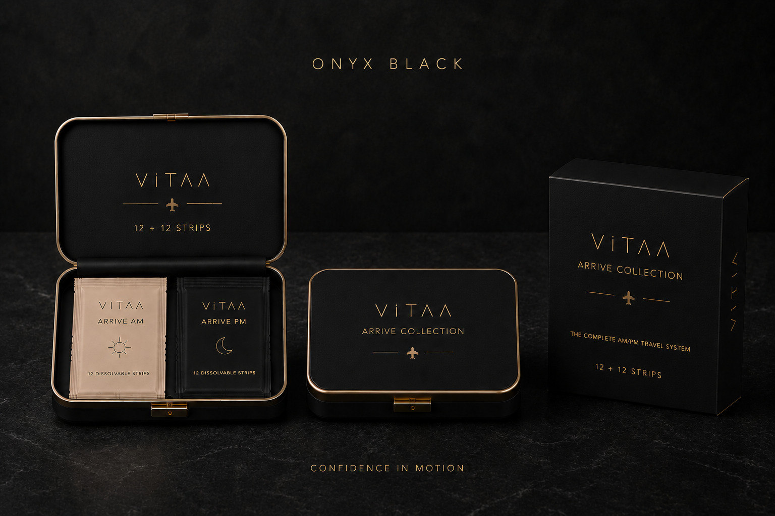 ARRIVE Collection Duo travel strip set in the Onyx Black signature finish